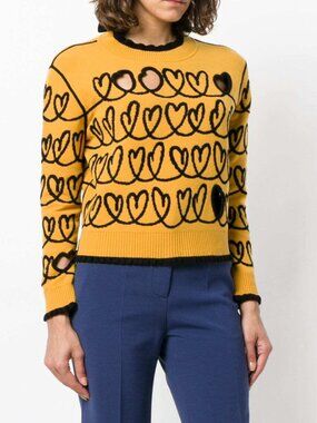 Fendi Yellow & Black Heart Pattern Sweater